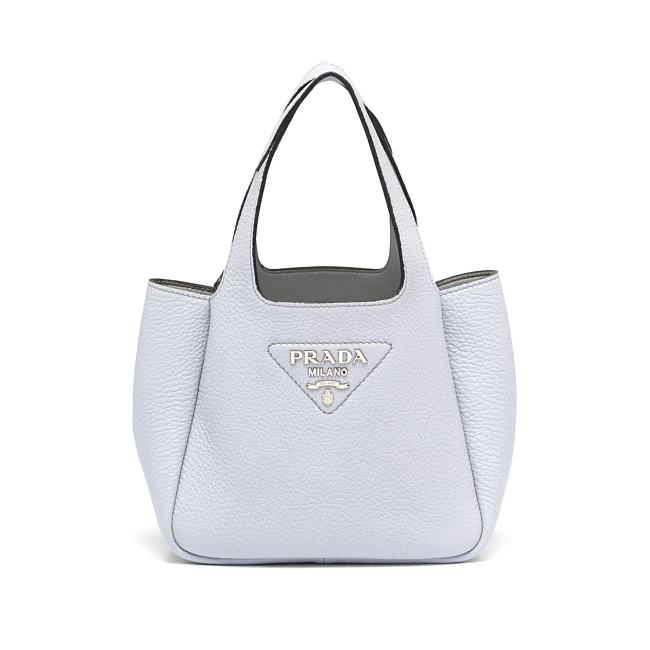 Prada Logo Plaque Tote Bag - Blue 25x21.5x14cm - 1