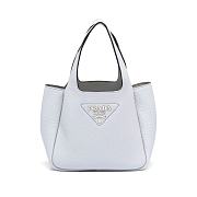 Prada Logo Plaque Tote Bag - Blue 25x21.5x14cm - 1