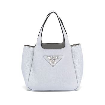 Prada Logo Plaque Tote Bag - Blue 25x21.5x14cm
