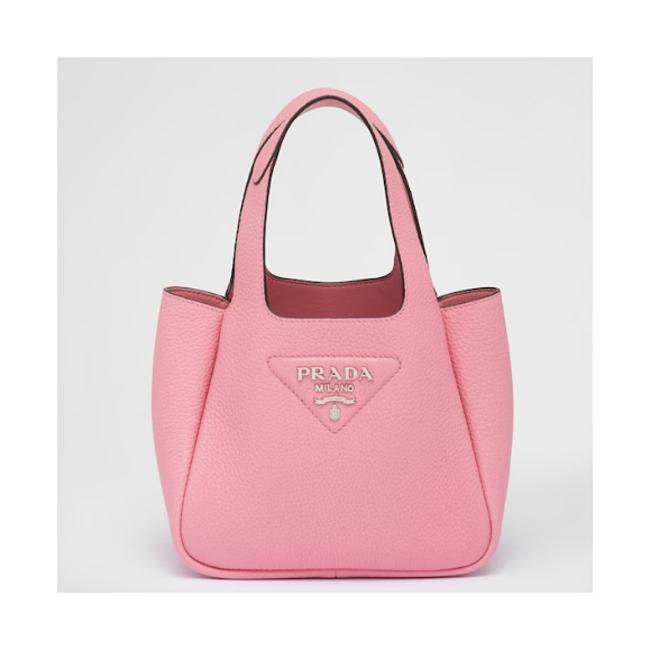 Prada Logo Plaque Tote Bag - Pink 25x21.5x14cm - 1