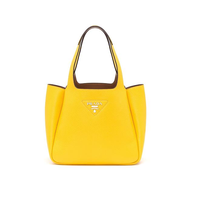 Prada Logo Plaque Tote Bag - Yellow 25x21.5x14cm - 1