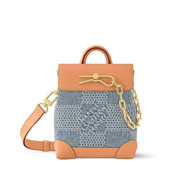Louis Vuitton Nano Steamer Damier Denim 3D Blue Denim 15×18×7cm - 1