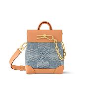 Louis Vuitton Nano Steamer Damier Denim 3D Blue Denim 15×18×7cm - 1