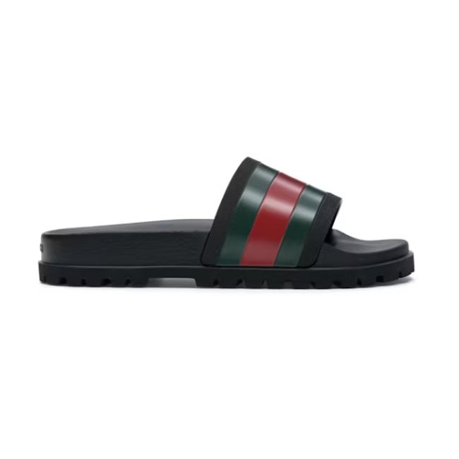 Gucci Web Slide Sandal Black 429469 GIB10 1098 - 1