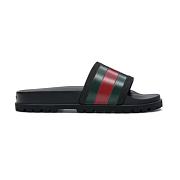 Gucci Web Slide Sandal Black 429469 GIB10 1098 - 1