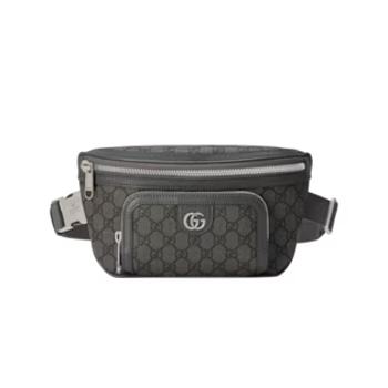 Gucci Ophidia medium belt bag in grey and black Supreme 24*13*5cm