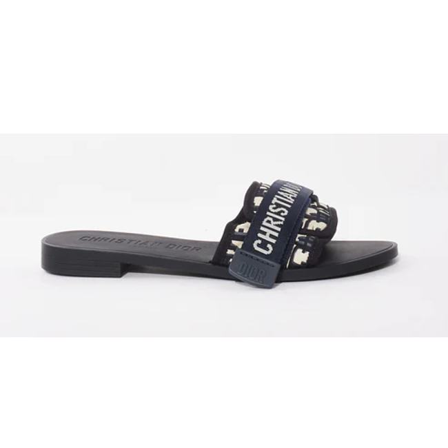 Dior Deep Blue Oblique Nylon Diorevolution Slides - 1