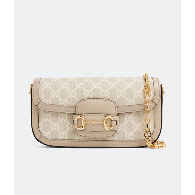 Gucci GG Supreme Beige Horsebit 1955 Shoulder Bag 24x13.5x7.5cm - 1