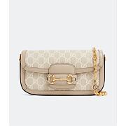 Gucci GG Supreme Beige Horsebit 1955 Shoulder Bag 24x13.5x7.5cm - 1