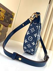 Louis Vuitton Loop Baguette Handbag Denim Jacquard Navy Blue 23x13x6cm - 6
