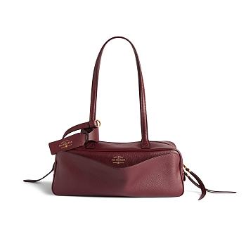Balenciaga Women's Carrie Bowling Bag in Dark Burgundy 30.9*11.9*11.9cm