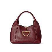 Gucci Softbit medium top handle bag - Rosso Ancora red grainy leather 27.5x21x16cm - 1