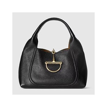 Gucci Softbit medium top handle bag - Black grainy leather 27.5x21x16cm