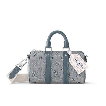 Louis Vuitton Keepall Bandouliere 25 Monogram Washed Denim canvas 25cm
