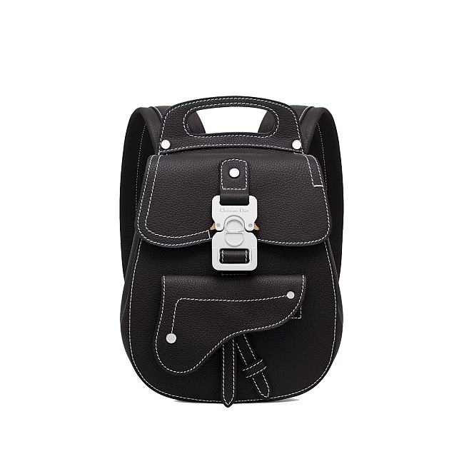 Dior Saddle Detail Backpack Grained Calfskin Small Black 19*27.5*11.5cm - 1