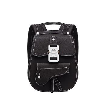 Dior Saddle Detail Backpack Grained Calfskin Small Black 19*27.5*11.5cm