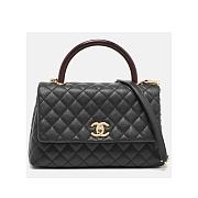 Chanel Black Quilted Caviar Leather and Lizard Embossed Small Coco Top Handle Bag 28.5x11x18cm - 1