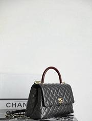 Chanel Black Quilted Caviar Leather and Lizard Embossed Small Coco Top Handle Bag 28.5x11x18cm - 4