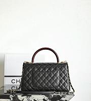 Chanel Black Quilted Caviar Leather and Lizard Embossed Small Coco Top Handle Bag 28.5x11x18cm - 5