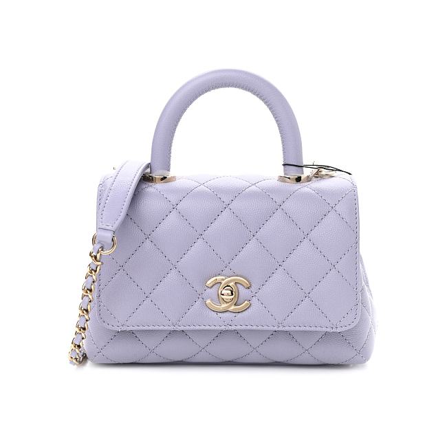 CHANEL Caviar Quilted Extra Mini Coco Handle Flap Light Purple 18cm - 1
