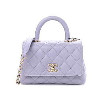 CHANEL Caviar Quilted Extra Mini Coco Handle Flap Light Purple 18cm