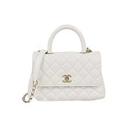 Chanel White Caviar Mini Coco Top Handle Bag Leather 22.5x16x9cm - 1
