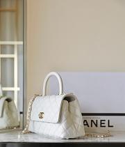 Chanel White Caviar Mini Coco Top Handle Bag Leather 22.5x16x9cm - 2