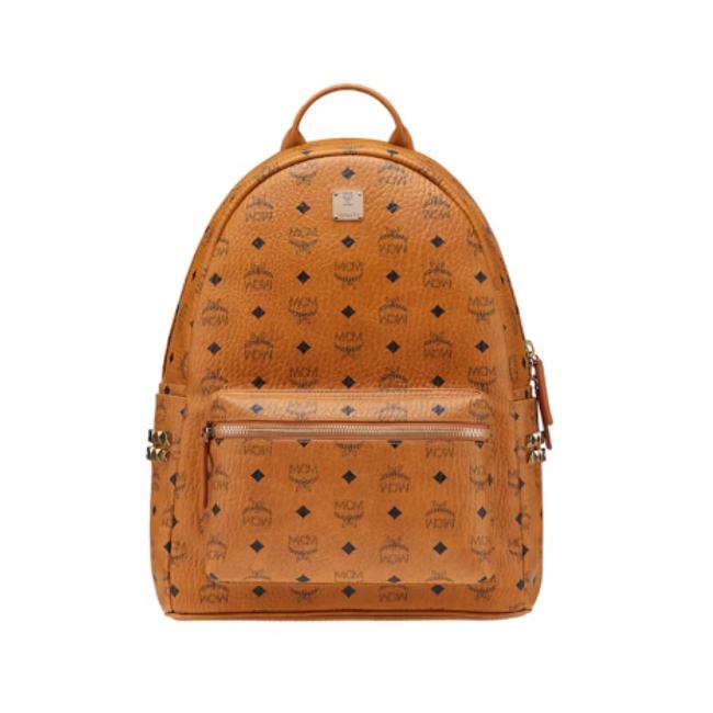 MCM Stark Backpack Visetos Side Studs Medium Cognac 33*41*15cm - 1
