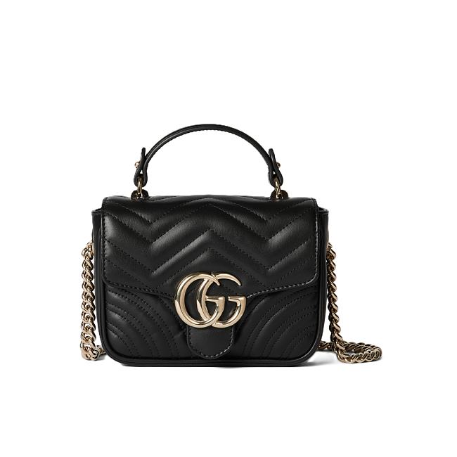 Gucci Marmont Mini Top Handle Bag 'Black' 17x13x6cm - 1
