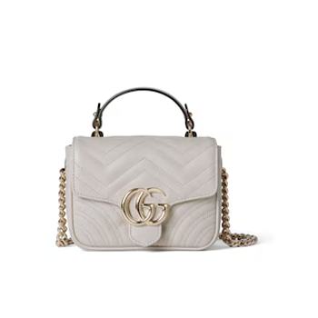 Gucci Marmont Mini Top Handle Bag - white color 17x13x6cm