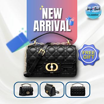 Small Dior Jolie Top Handle Bag Black Cannage Calfskin 22 x 14 x 8 cm