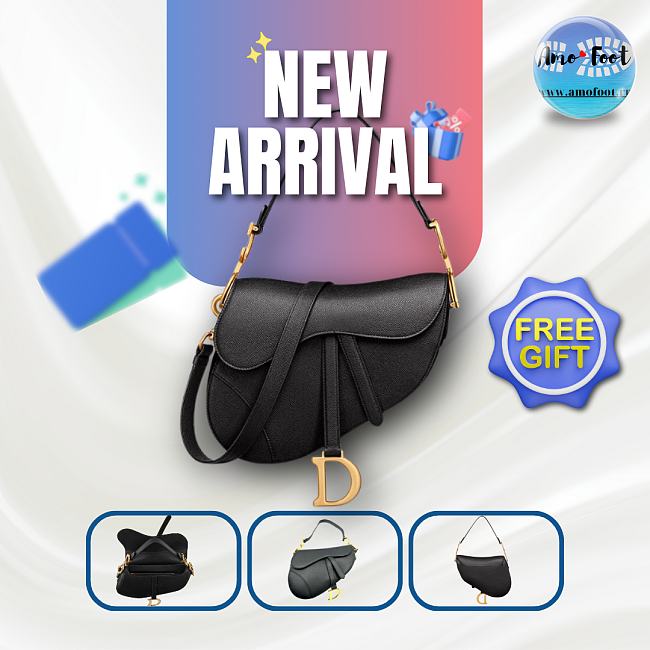 Dior Saddle Bag Calfskin Black 25.5 x 20 x 6.5cm - 1