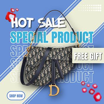 Dior Oblique Saddle Bag Blue 25.5x20x6.5cm