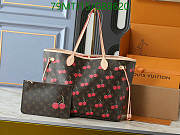 Louis Vuitton X Takashi Murakami Neverfull MM Cherry Brown Monogram Gold Hardware 31cm - 3