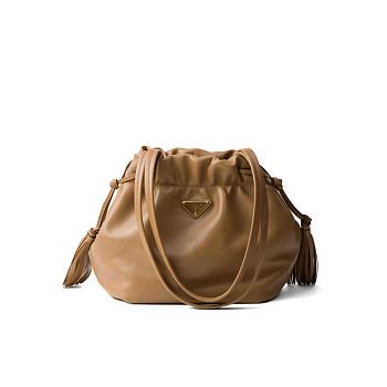 Prada Nappa Leather Shoulder Bag - Brown 24*25*11cm