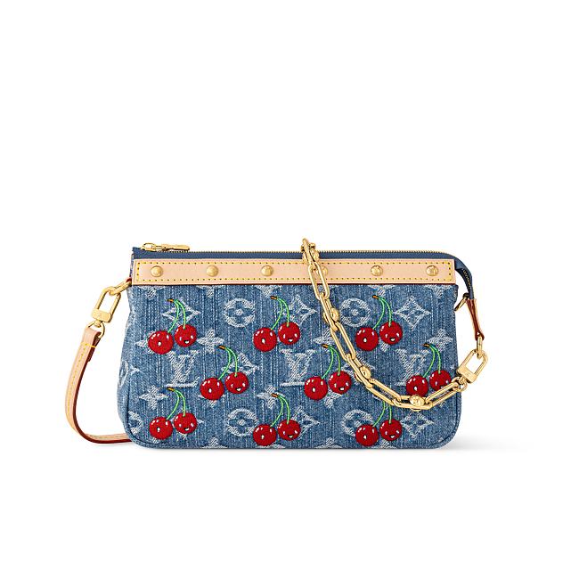 Louis Vuitton x Takashi Murakami Cherry Pochette Accessoires Denim Monogram 13x4x22cm - 1