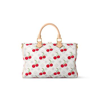 Louis Vuitton x Takashi Murakami Cherry Speedy Soft Bandouliere 30 White Monogram 30x21x17cm