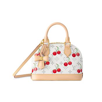Louis Vuitton x Takashi Murakami Cherry Alma BB White Monogram 23.5x11.5x17.5cm
