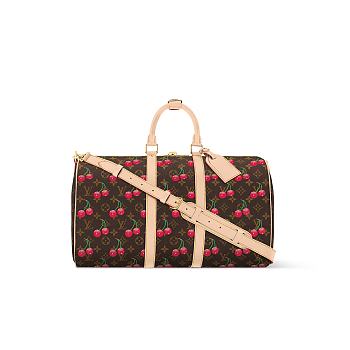 Louis Vuitton x Takashi Murakami Cherry Keepall Bandouliere 45 Brown Monogram 45x27x20cm