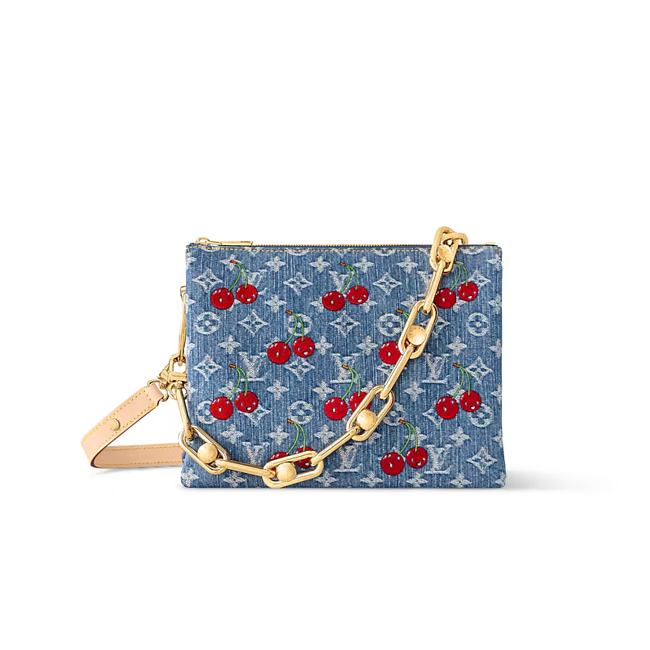 Louis Vuitton x Takashi Murakami Cherry Coussin PM Denim Monogram 26x20x12cm - 1