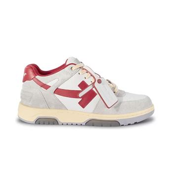 OFF-WHITE Out Of Office OOO Low Tops Light Grey Red OMIA189S24LEA0110525