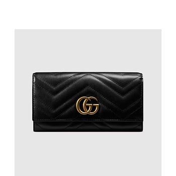 GG Marmont continental wallet in Black Leather 19x10.5x2cm