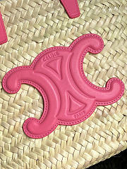 Celine Mini Triomphe Basket Bag in Palm Leaves and Calfskin Lipstick 25x25x15cm - 6