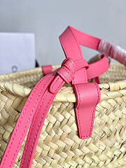 Celine Mini Triomphe Basket Bag in Palm Leaves and Calfskin Lipstick 25x25x15cm - 2