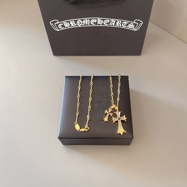 Chrome Hearts necklace in gold - purle pendant - 1