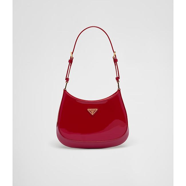 Cherry Red Prada Cleo patent leather bag 27x21x5cm - 1