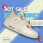 Air Jordan 4 Women's Sail Metallic Gold Black AQ9129-170 - 1