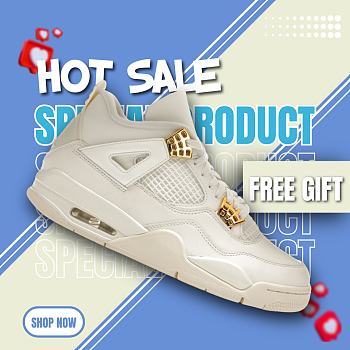 Air Jordan 4 Women's Sail Metallic Gold Black AQ9129-170