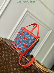Louis Vuitton x Takashi Murakami Cherry Neverfull Inside Out BB Denim Monogram 26.5x16.5x11cm - 3