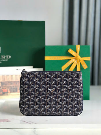 Goyard Senat PM Flat Pouch Navy Blue 20x15cm